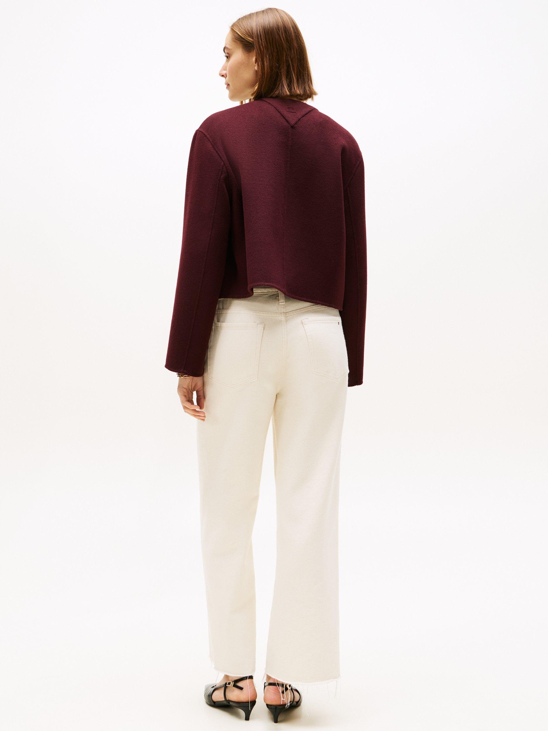 Product image 2 of 5, which shows Tommy Hilfiger Double Faced Wool Blend Jacket, Deep Burgundy, 6