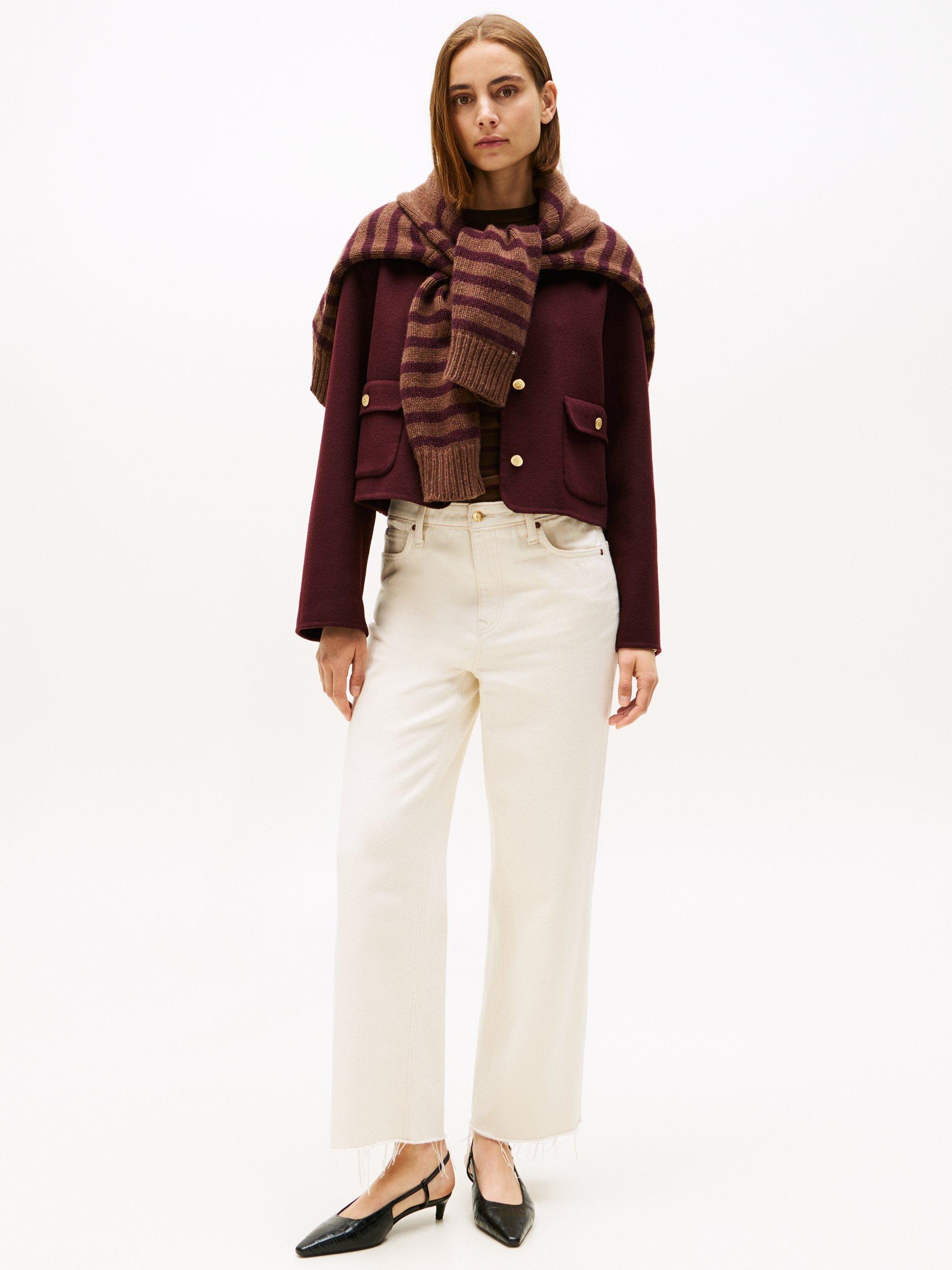 Product image 3 of 5, which shows Tommy Hilfiger Double Faced Wool Blend Jacket, Deep Burgundy, 6