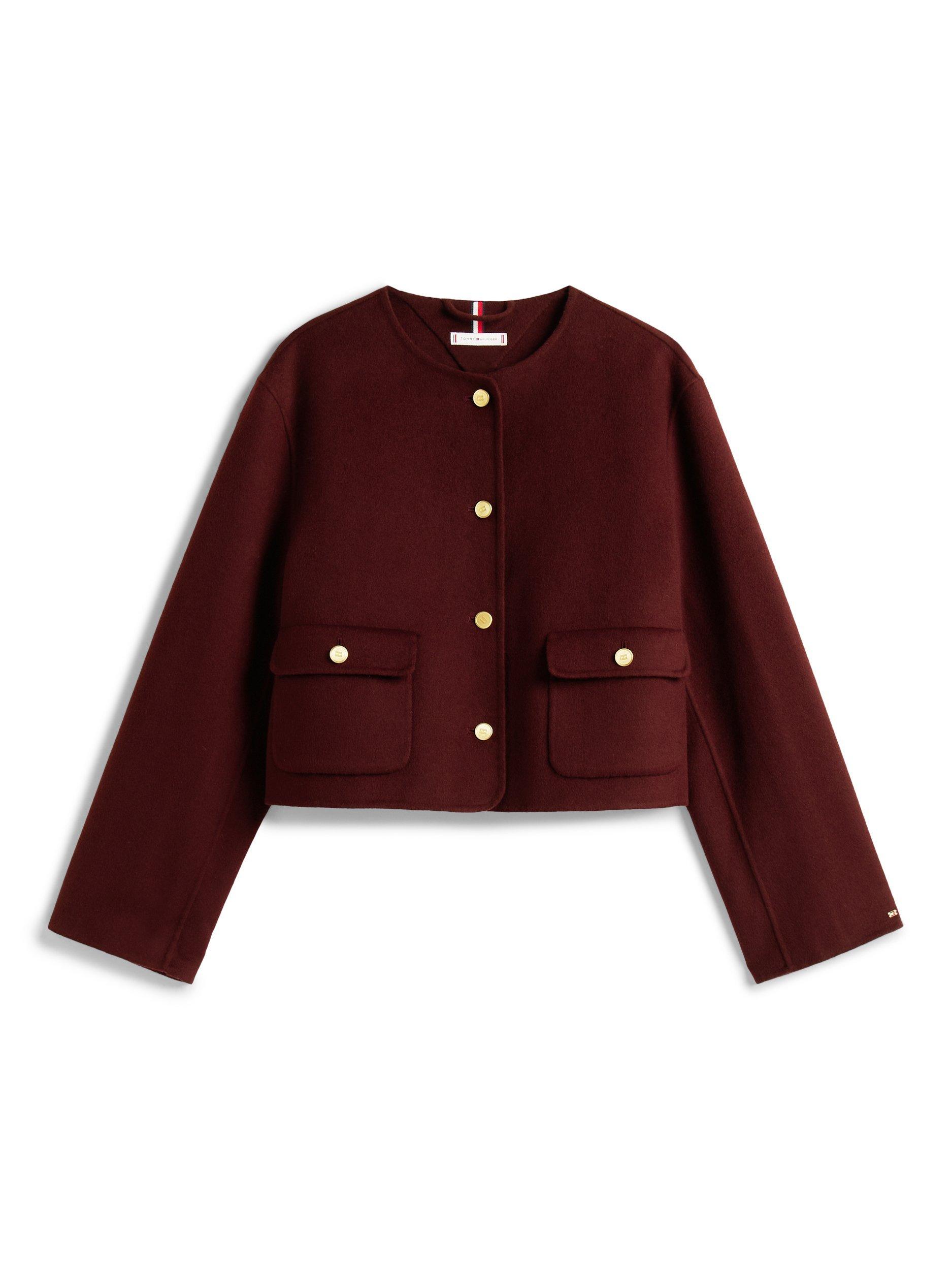 Product image 5 of 5, which shows Tommy Hilfiger Double Faced Wool Blend Jacket, Deep Burgundy, 6