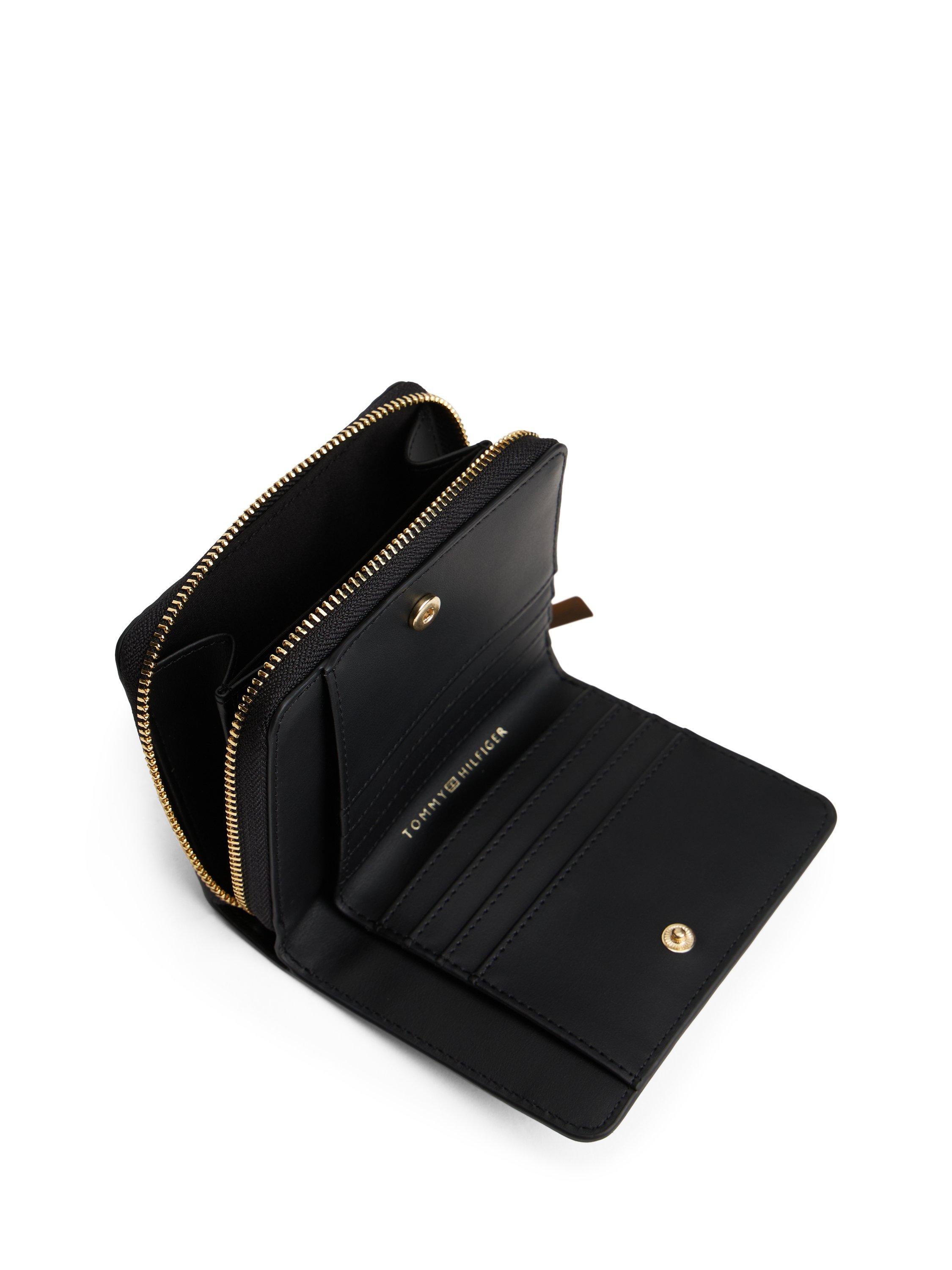 Product image 3 of 4, which shows Tommy Hilfiger Monogram Logo Medium Zip Around Purse, Black, One Size