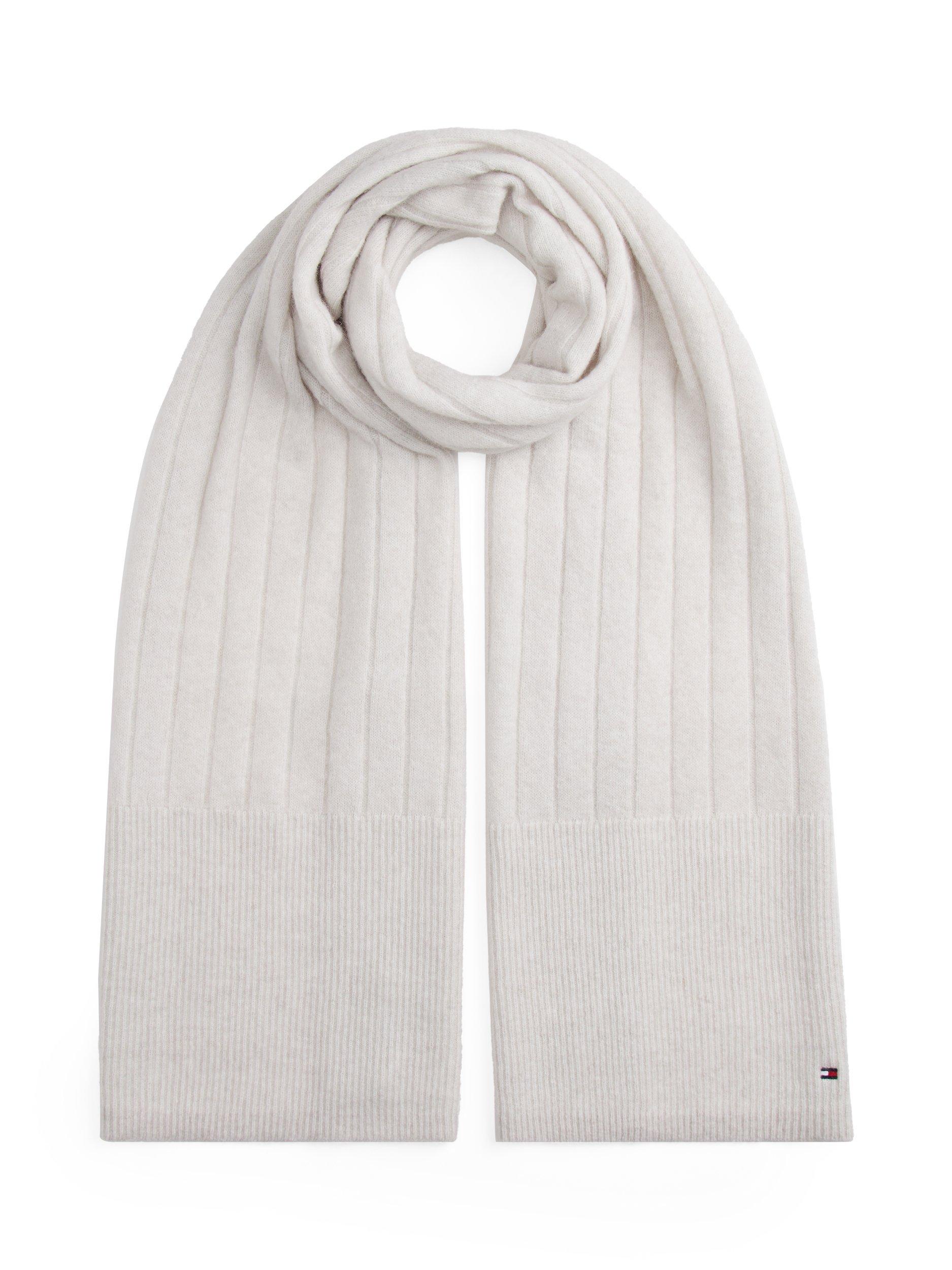 Product image 1 of 4, which shows Tommy Hilfiger Flag Ribbed Scarf, Grey Whisper, One Size