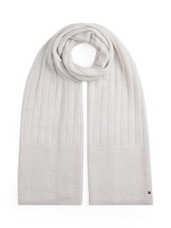 Tommy Hilfiger Flag Ribbed Scarf, Grey Whisper, Grey Whisper