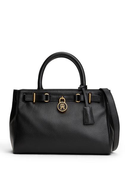 Tommy Hilfiger American Icon Leather Bag, Black, Black