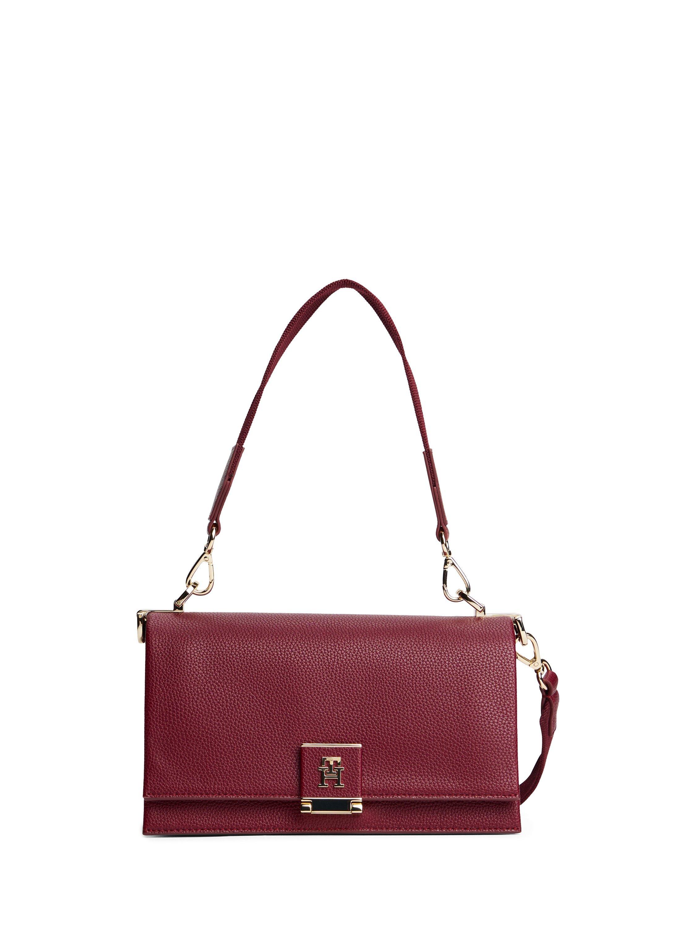 Product image 1 of 5, which shows Tommy Hilfiger Logo Pebble Grain Crossbody Bag, Red, One Size