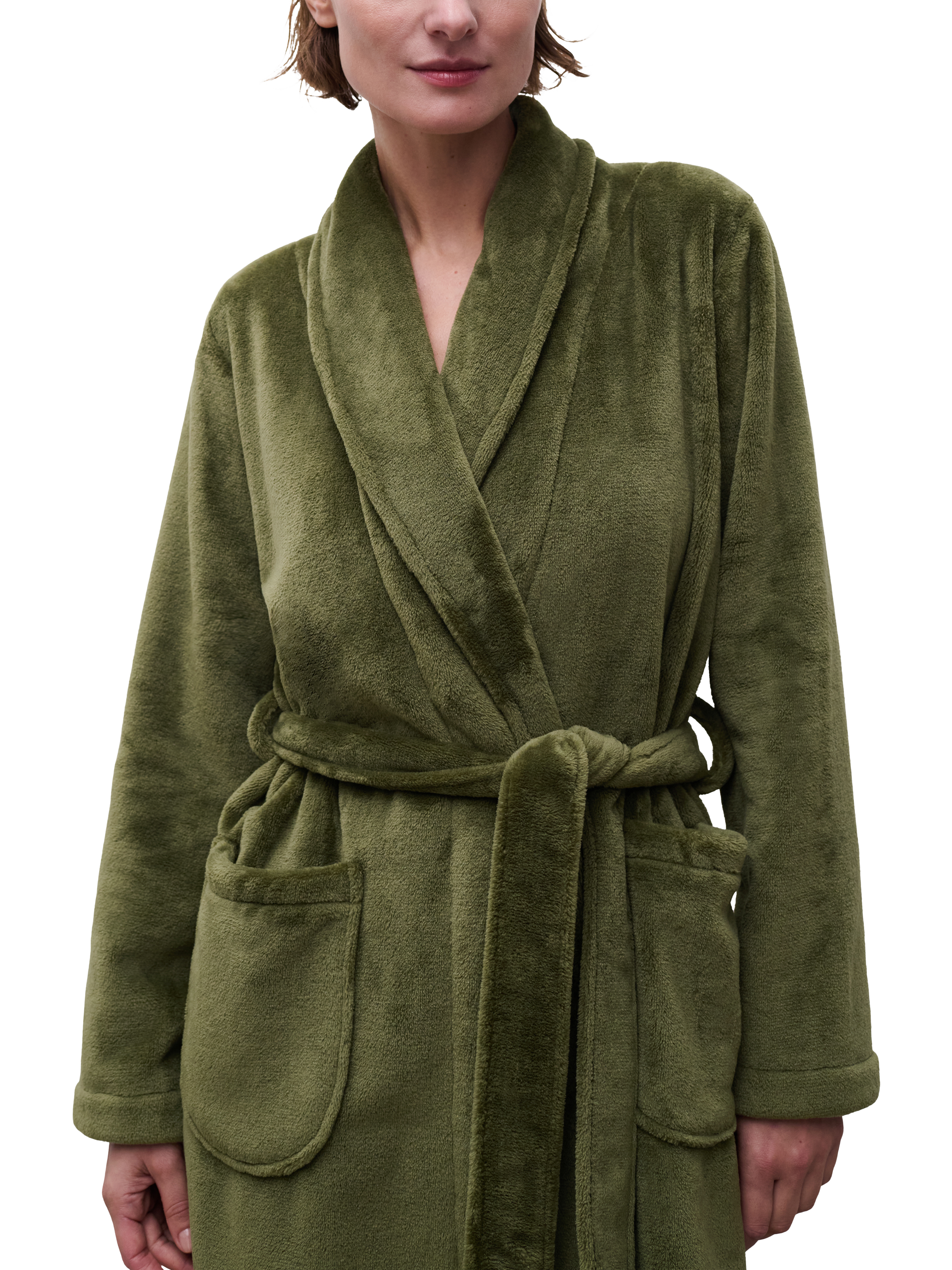 Product image 3 of 6, which shows Femilet Teddy Soft Feel Dressing Gown, Olive Green, S