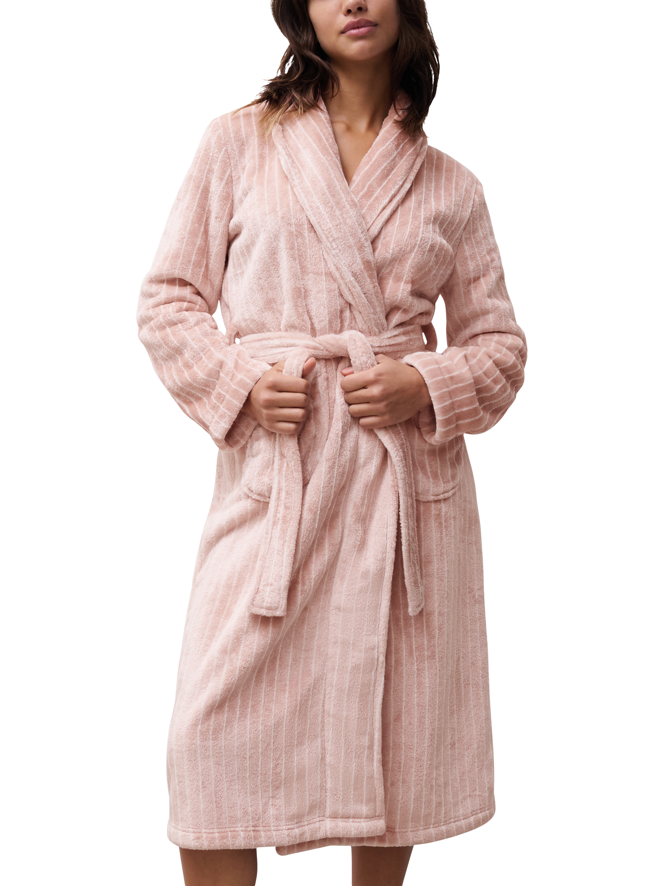 Product image 1 of 5, which shows Femilet Teddy Soft Feel Dressing Gown, Blush, XS