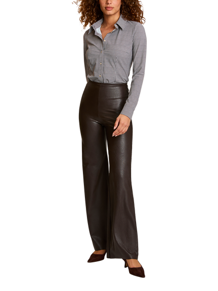 Commando Faux Leather Wide Leg Trousers, Espresso