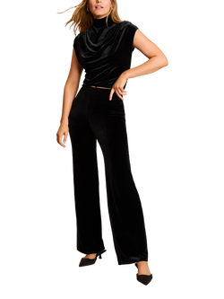 Commando Velvet Wide Leg Trousers, Black, Black