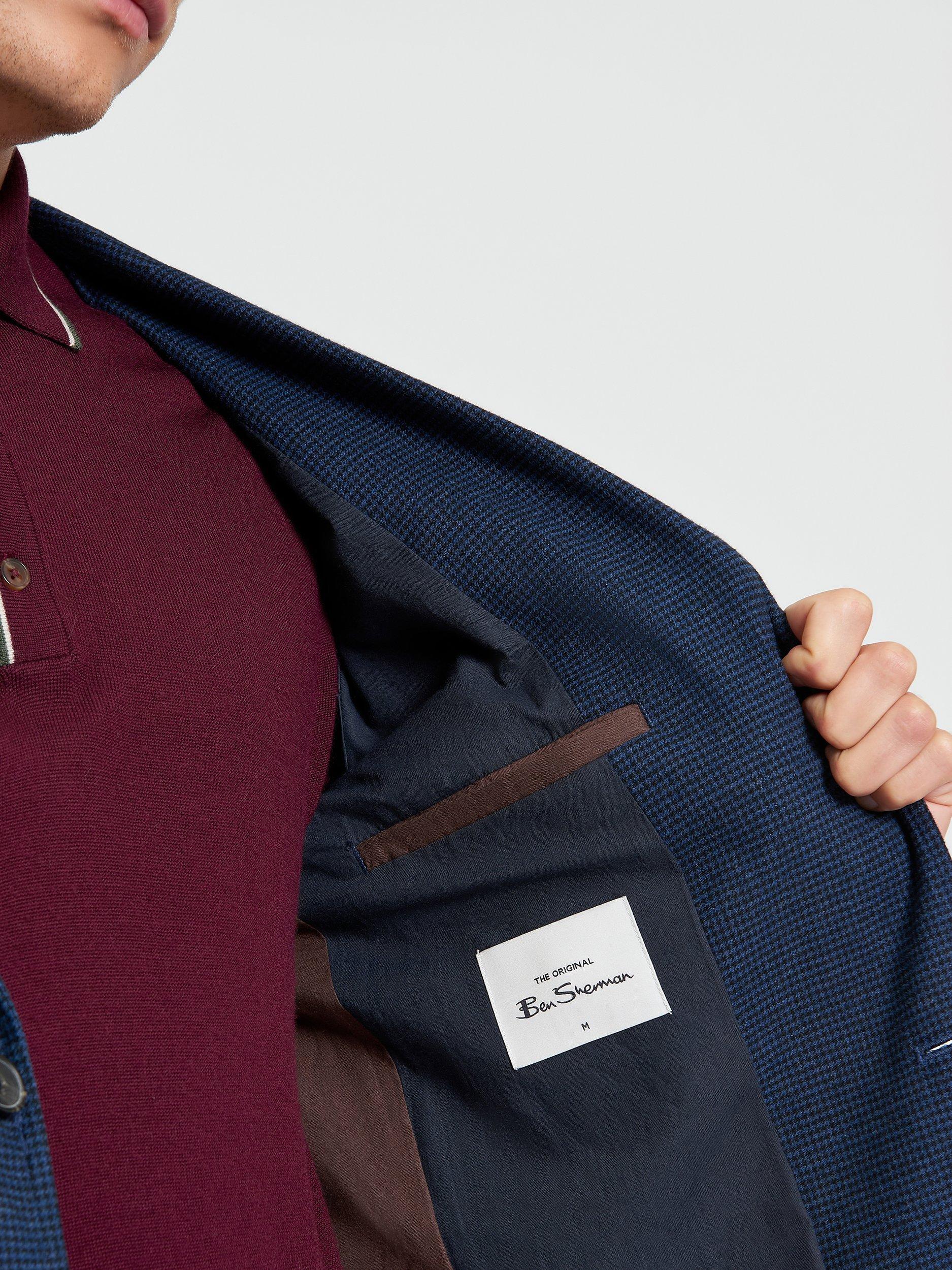 Product image 4 of 6, which shows Ben Sherman Puppytooth Blazer, Marine, S