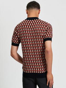 Ben Sherman All Over Jacquard Polo Shirt, Black - view 2, Black