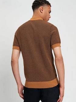Ben Sherman Bi Coloured Textured Cotton Polo Shirt - view 2, Camel