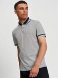 Ben Sherman Cotton Regular Fit Short Sleeve Chequerboad Polo Shirt, Black