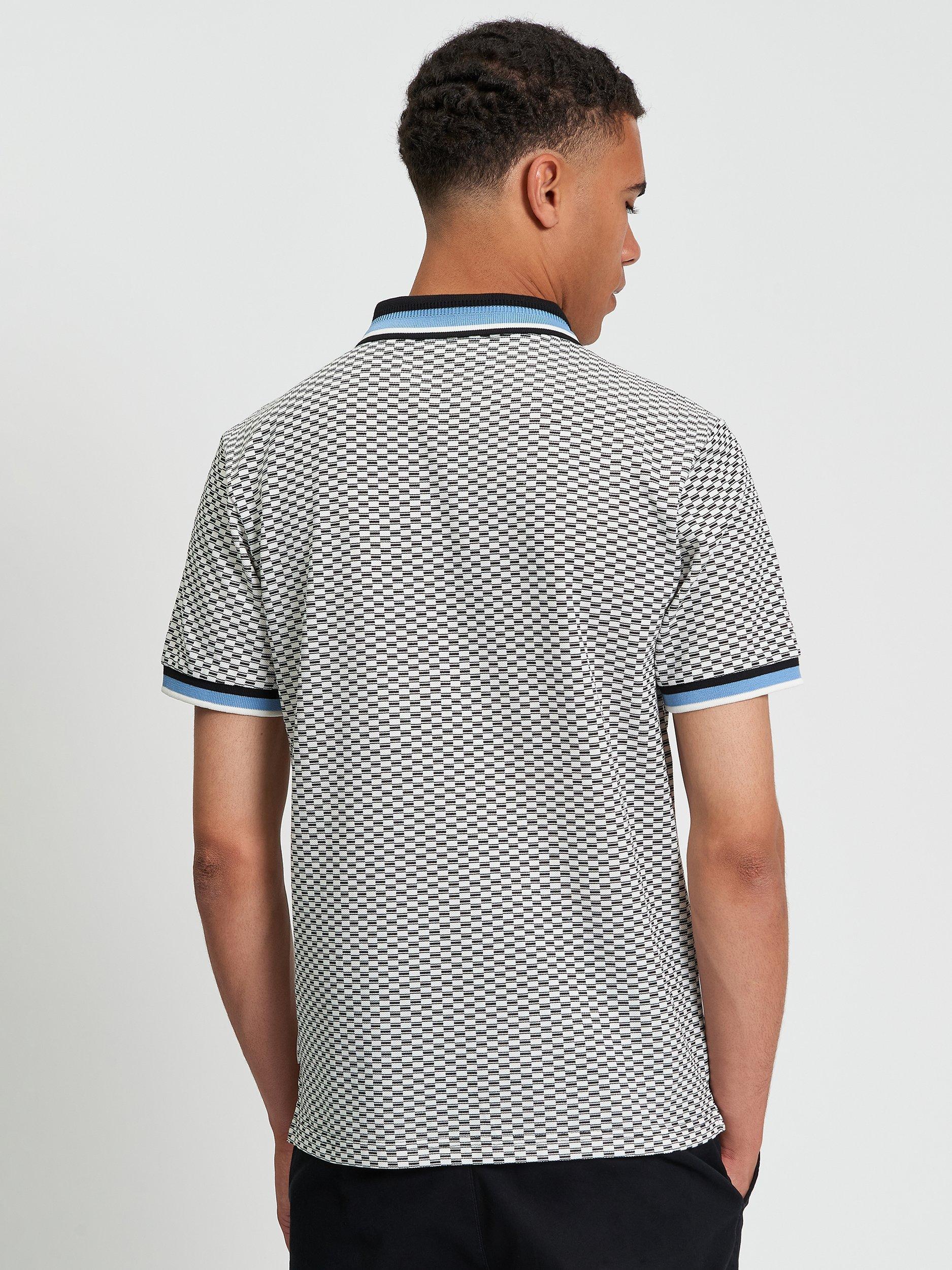 Product image 2 of 4, which shows Ben Sherman Cotton Regular Fit Short Sleeve Chequerboad Polo Shirt, Black, S