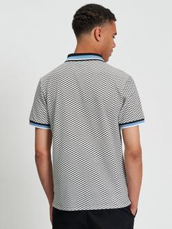 Ben Sherman Cotton Regular Fit Short Sleeve Chequerboad Polo Shirt, Black - view 2, Black