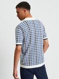 Ben Sherman Cotton Regular Fit Houndstooth Knitted Polo Shirt, Ivory