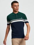 Ben Sherman Cotton Regular Fit Short Sleeve Colour Block Polo Shirt, Dark Navy