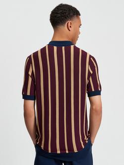 Ben Sherman Raised Stripe Polo Shirt - view 2, Dark Wine/Multi