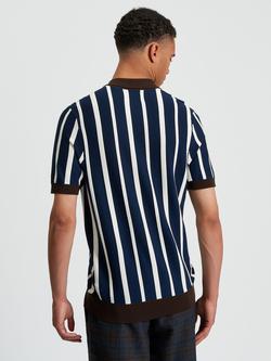 Ben Sherman Raised Stripe Polo Shirt - view 2, Dark Navy/Multi
