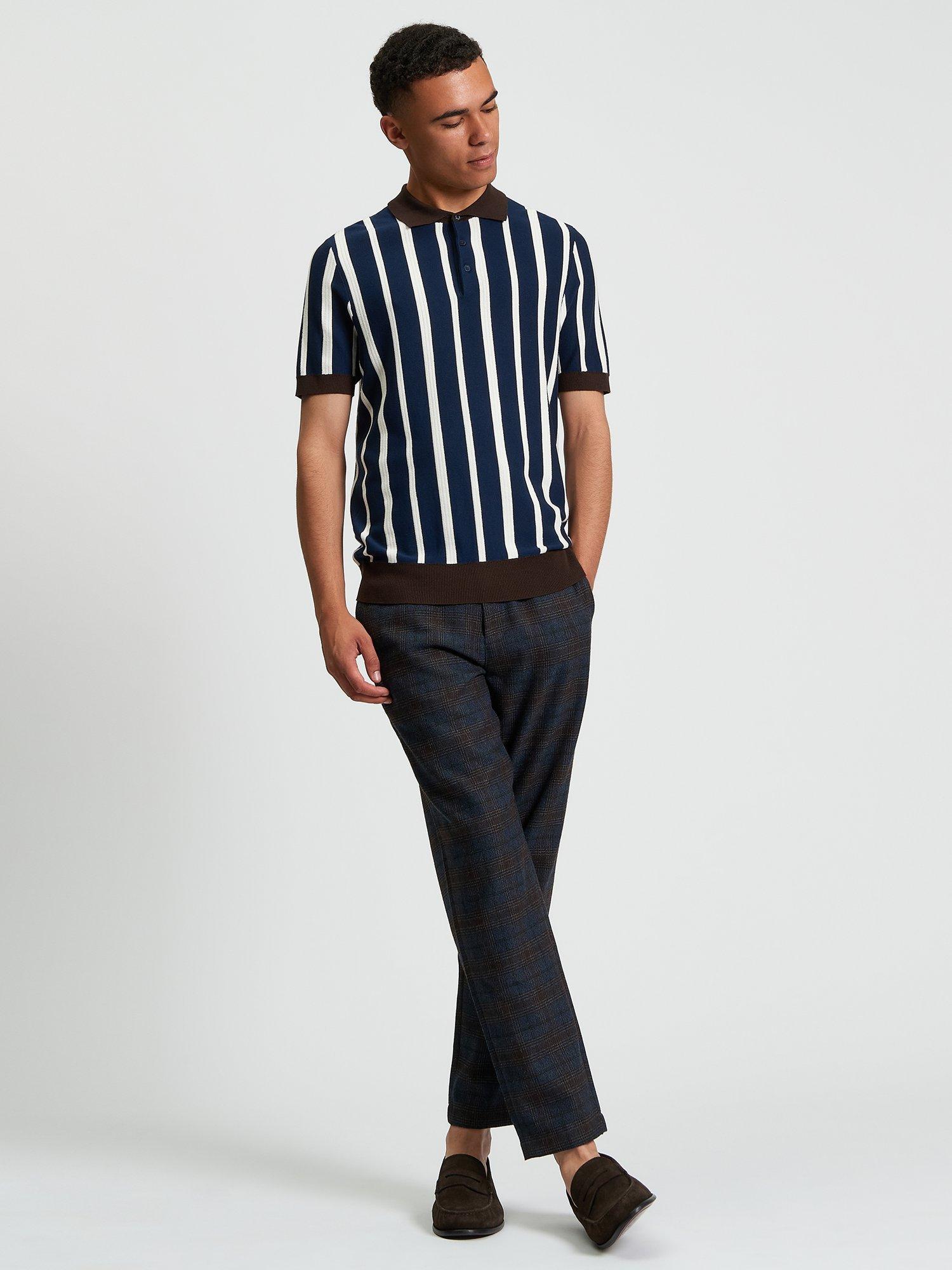 Product image 3 of 5, which shows Ben Sherman Raised Stripe Polo Shirt, Dark Navy/Multi, S