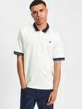 Ben Sherman Cotton Regular Fit Short Sleeve Contrast Tipped Polo Shirt, Snow White