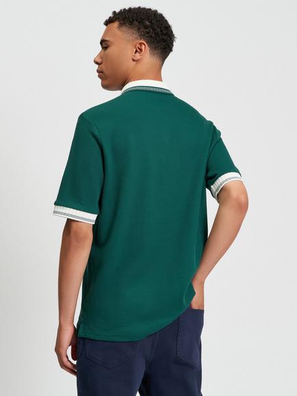 Ben Sherman Cotton Regular Fit Short Sleeve Contrast Tipped Polo Shirt - view 2, Dark Green