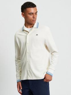 Ben Sherman Cotton Regular Fit Long Sleeve Contrast Tipped Polo Shirt, Snow White, Snow White