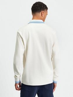 Ben Sherman Cotton Regular Fit Long Sleeve Contrast Tipped Polo Shirt, Snow White - view 2, Snow White