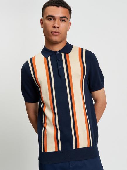 Ben Sherman Vertical Stripe Polo Shirt, Black, Black