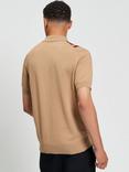 Ben Sherman Cotton Regular Fit Short Sleeve Vertical Stripe Polo Shirt, Sand