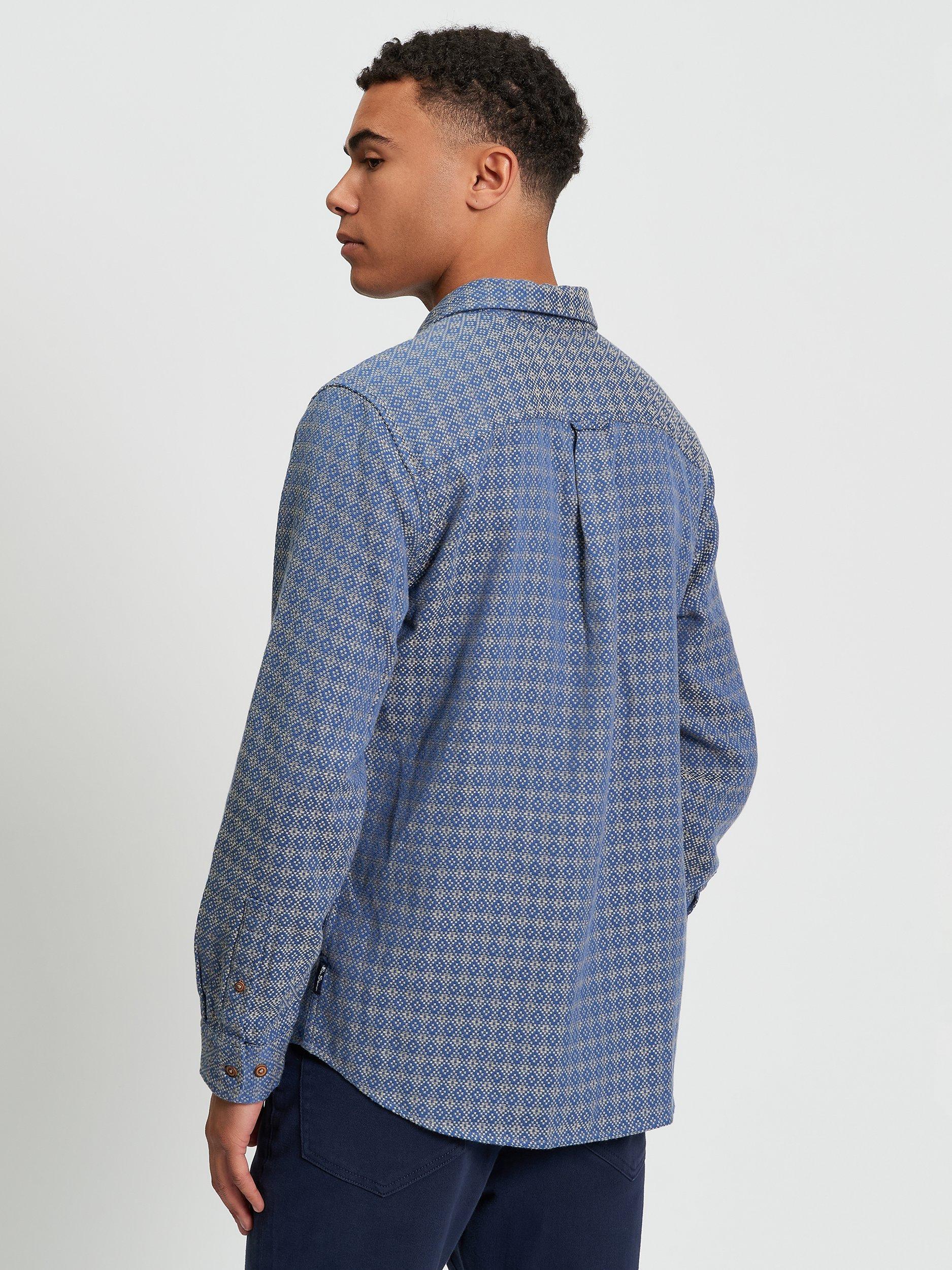 Product image 2 of 5, which shows Ben Sherman British Craft Geometric Pattern Shirt, Riviera Blue, S
