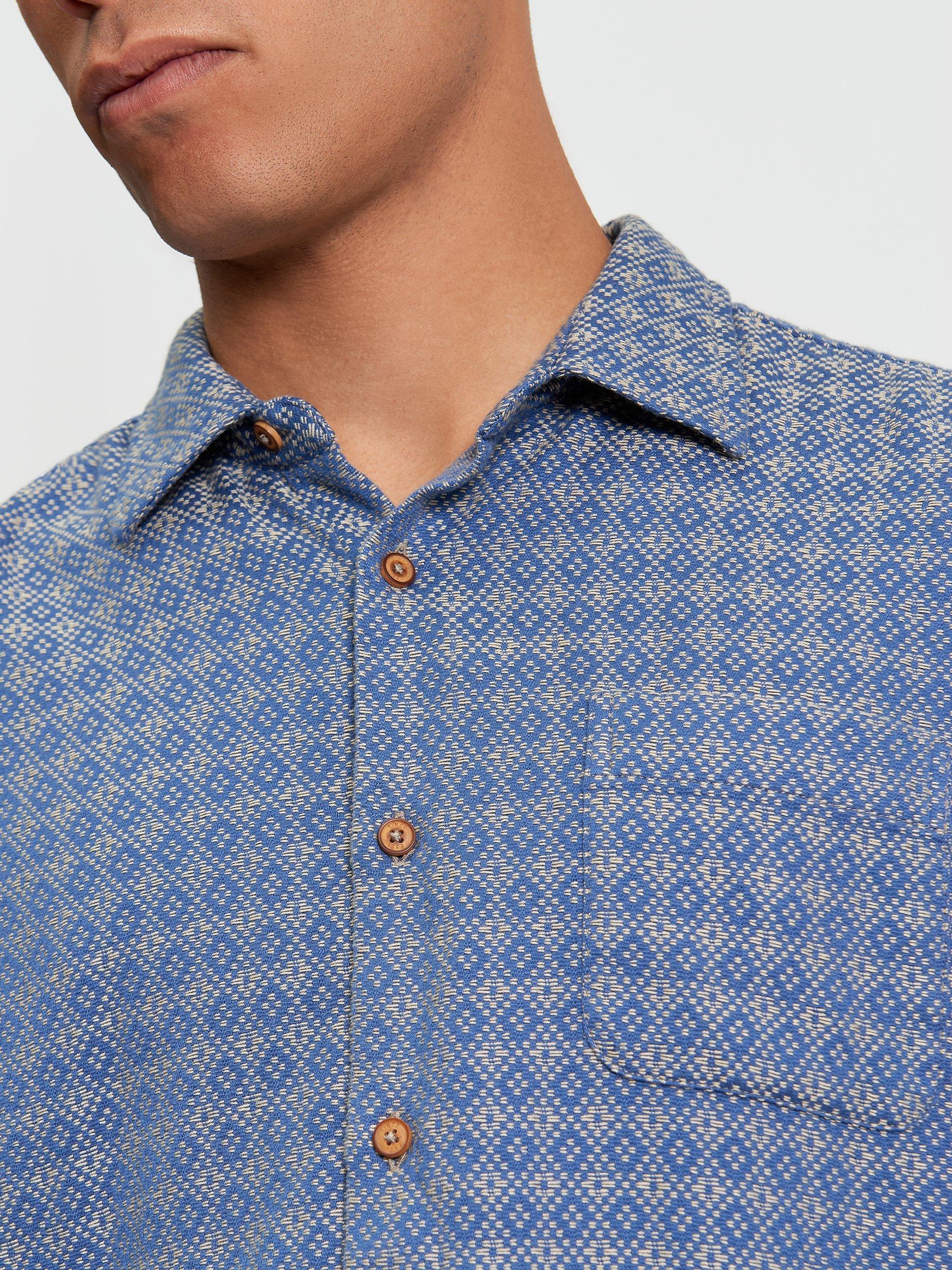 Product image 4 of 5, which shows Ben Sherman British Craft Geometric Pattern Shirt, Riviera Blue, S