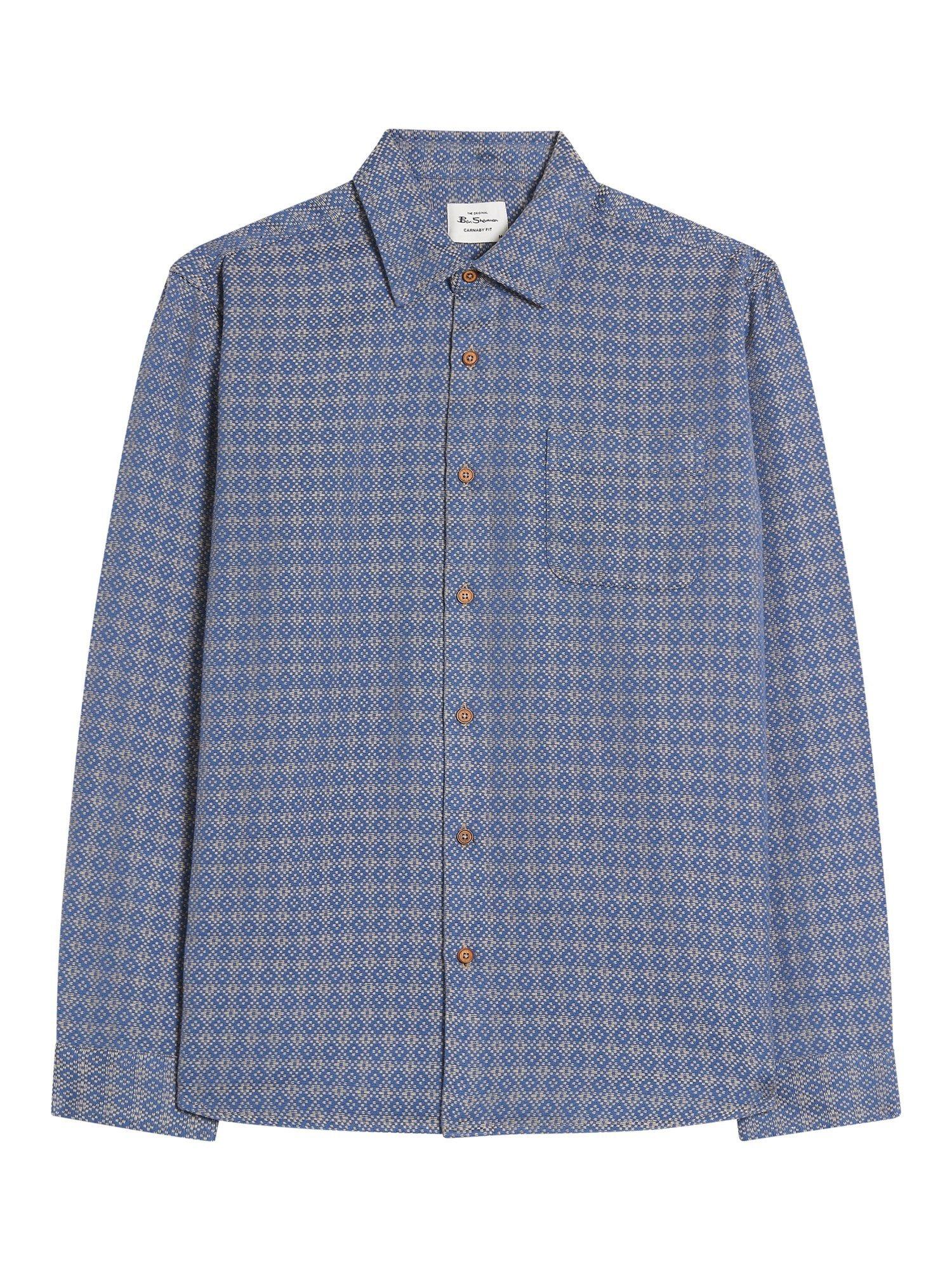 Product image 5 of 5, which shows Ben Sherman British Craft Geometric Pattern Shirt, Riviera Blue, S