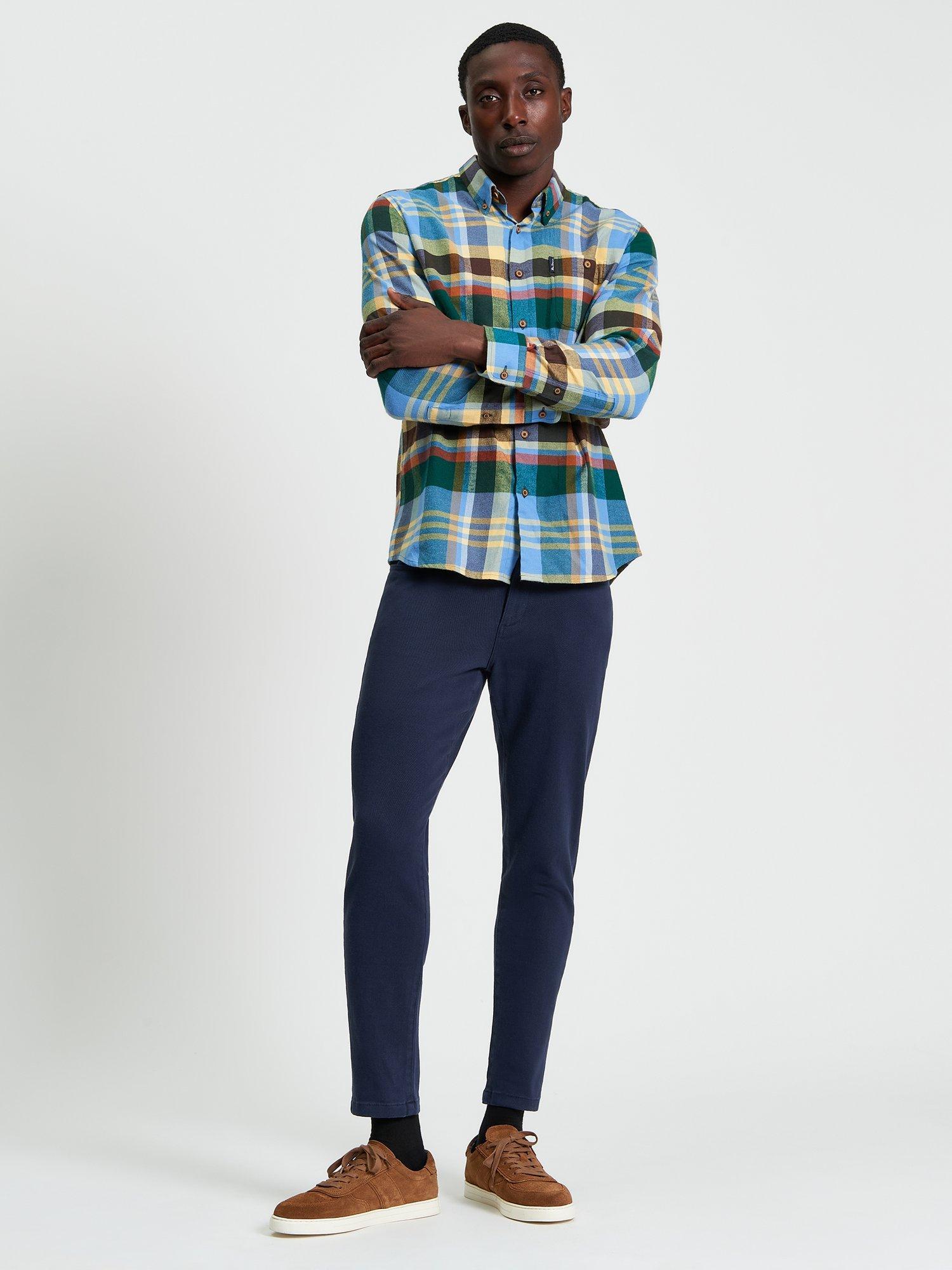 Product image 3 of 5, which shows Ben Sherman Brushed Check Shirt, Riviera Blue, S