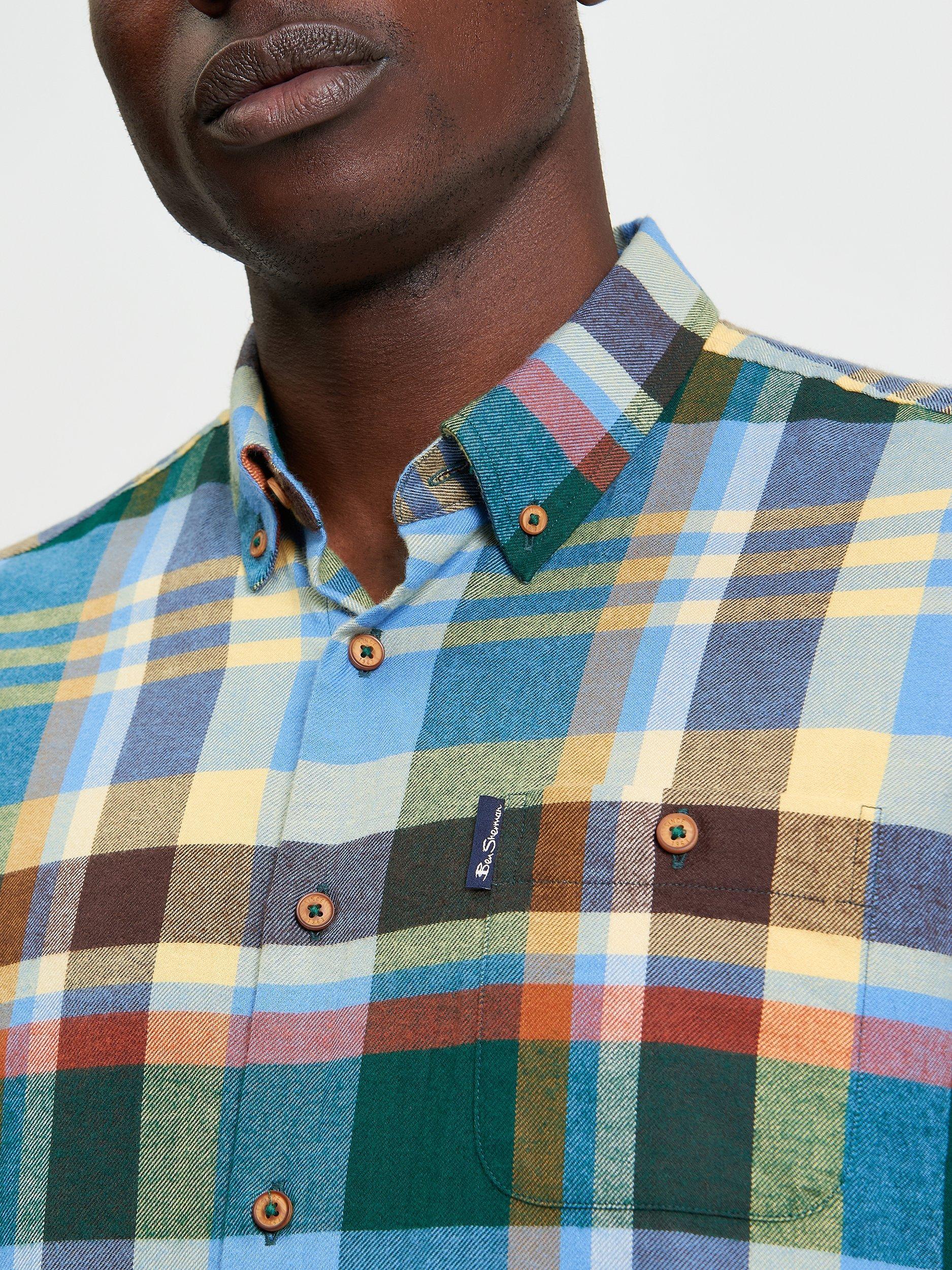 Product image 4 of 5, which shows Ben Sherman Brushed Check Shirt, Riviera Blue, S