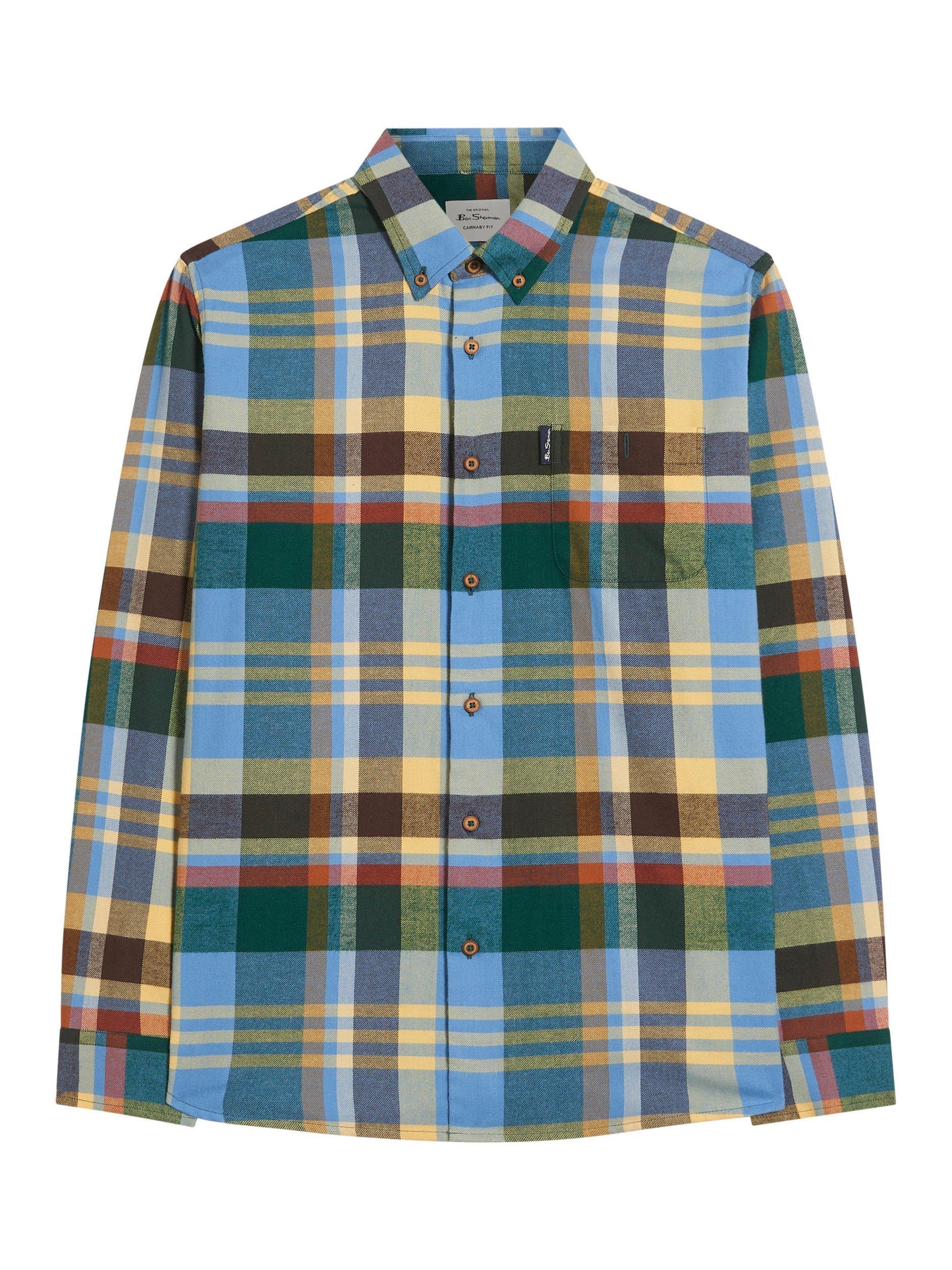 Product image 5 of 5, which shows Ben Sherman Brushed Check Shirt, Riviera Blue, S