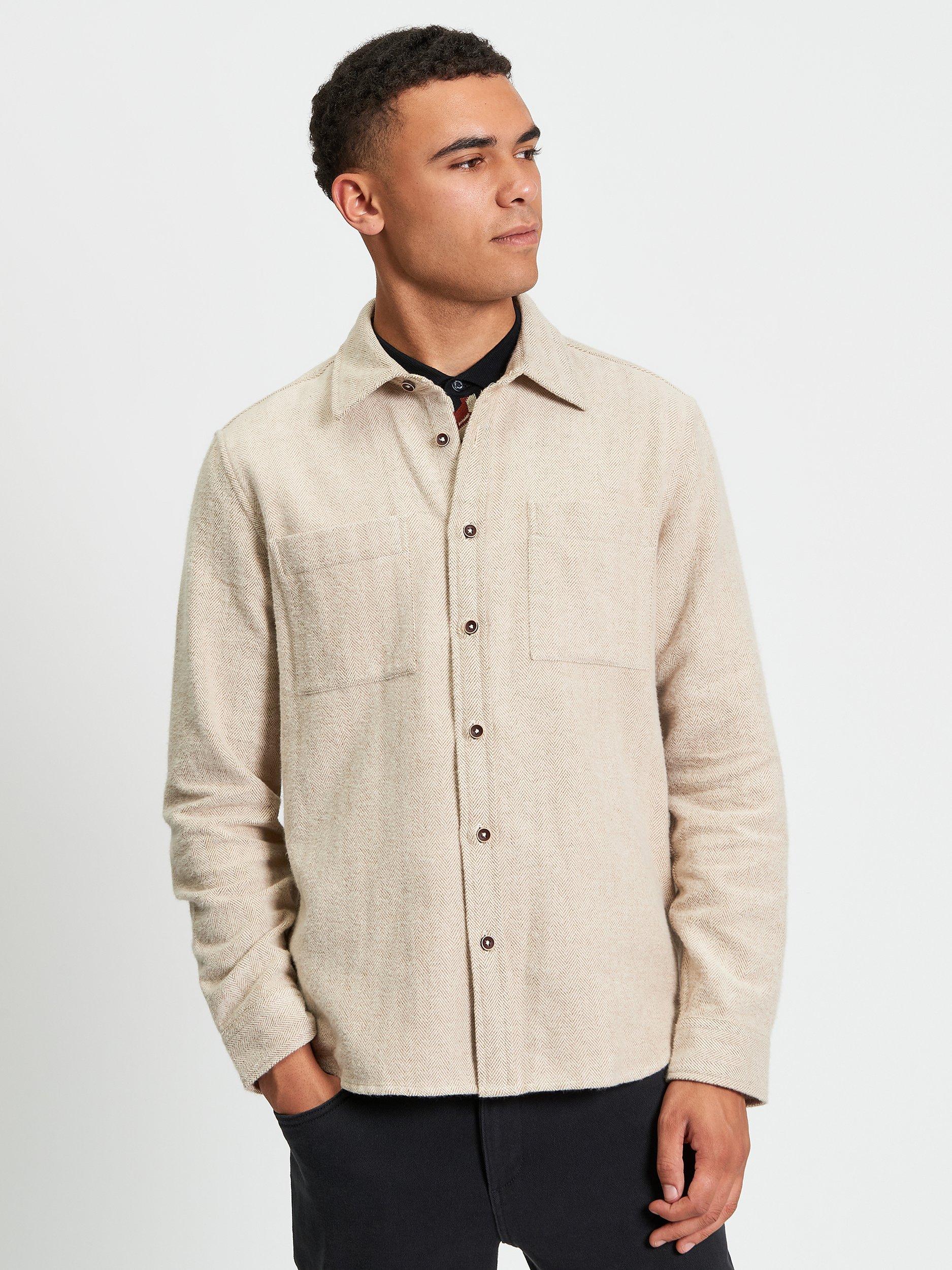 Product image 1 of 5, which shows Ben Sherman Brushed Herringbone Cotton Overshirt, Bronze, S