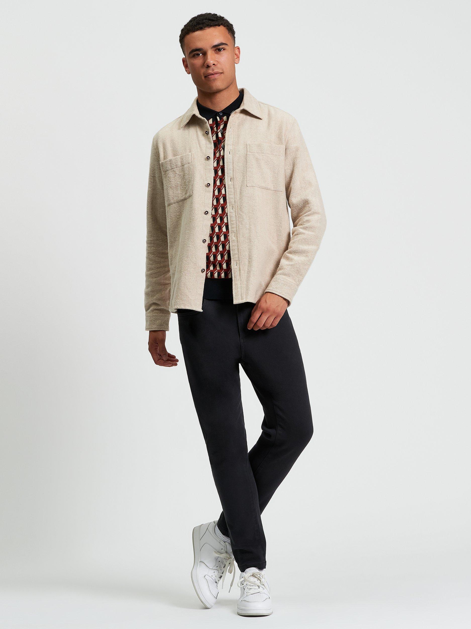 Product image 3 of 5, which shows Ben Sherman Brushed Herringbone Cotton Overshirt, Bronze, S