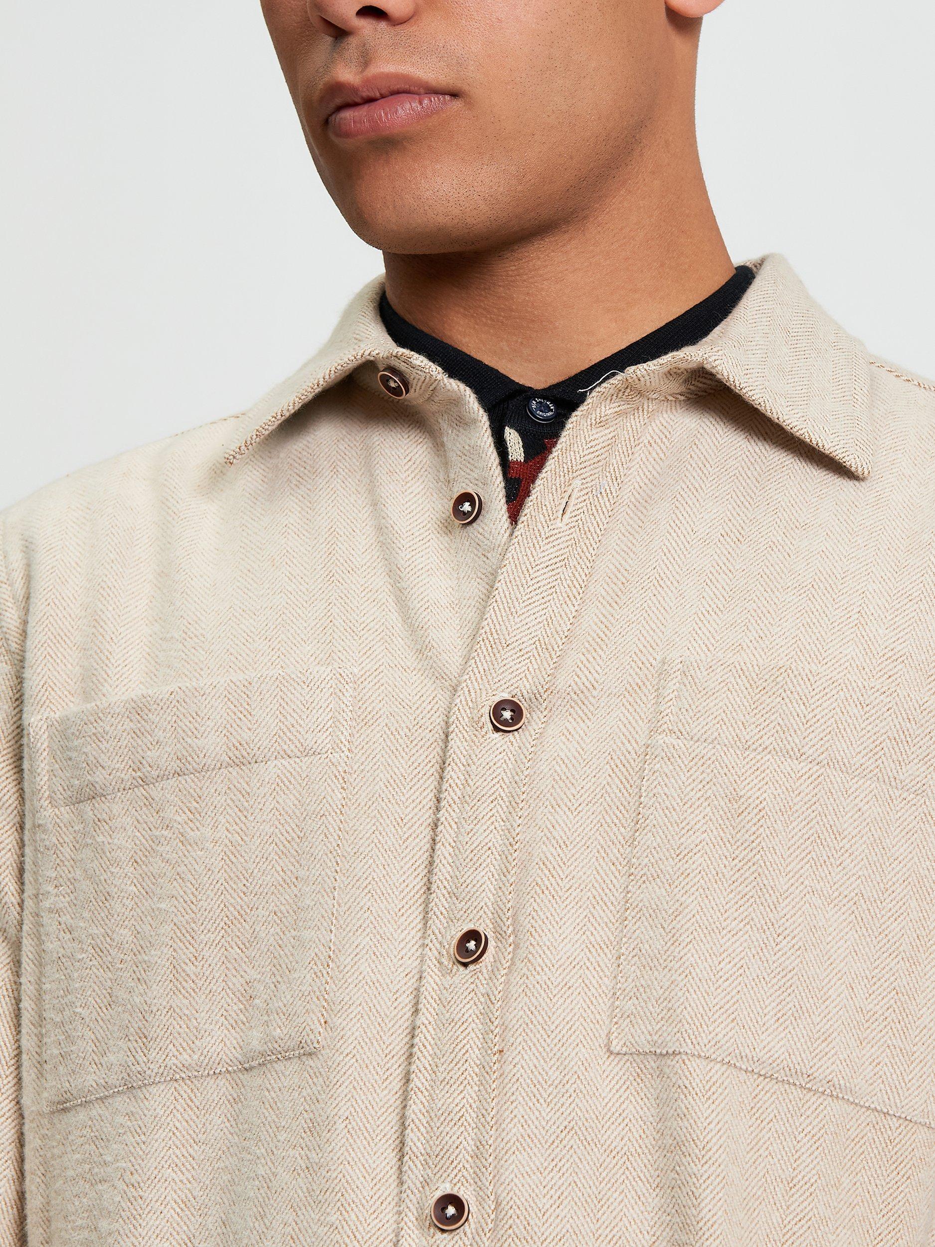 Product image 4 of 5, which shows Ben Sherman Brushed Herringbone Cotton Overshirt, Bronze, S