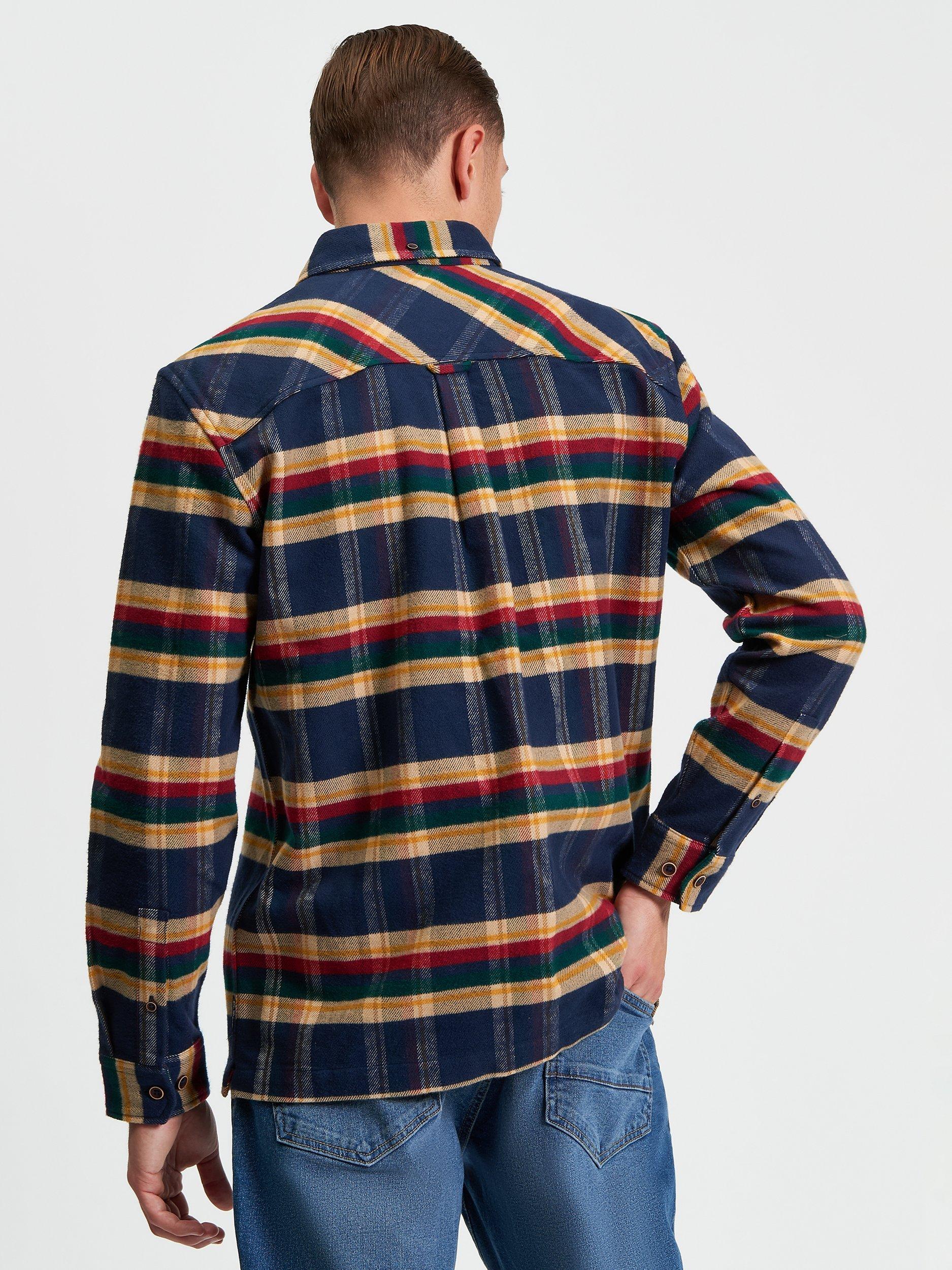 Product image 2 of 5, which shows Ben Sherman Brushed Check Cotton Overshirt, Dark Navy, S