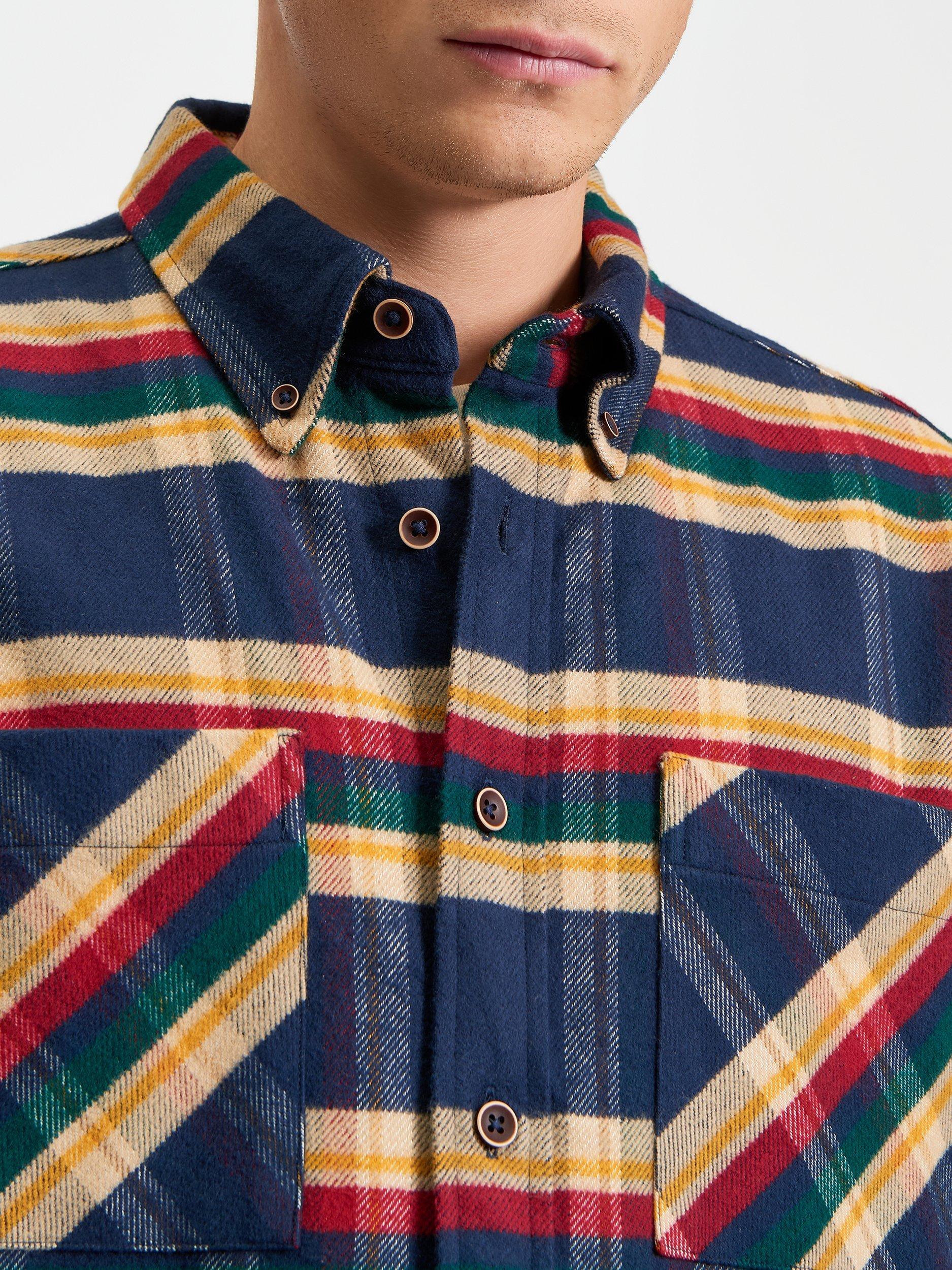 Product image 4 of 5, which shows Ben Sherman Brushed Check Cotton Overshirt, Dark Navy, S
