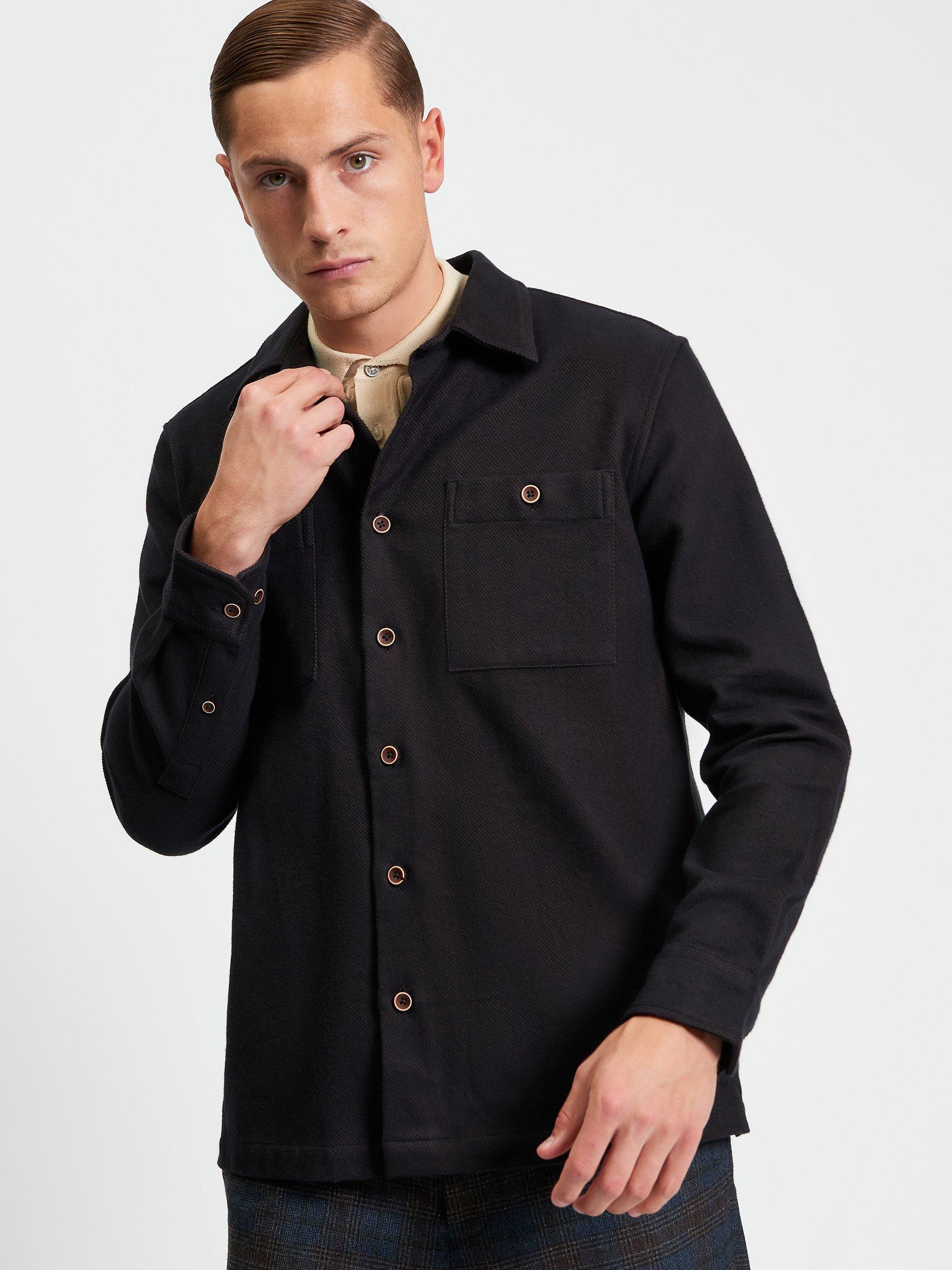 Product image 1 of 5, which shows Ben Sherman Brushed Cotton Overshirt, Bark, S