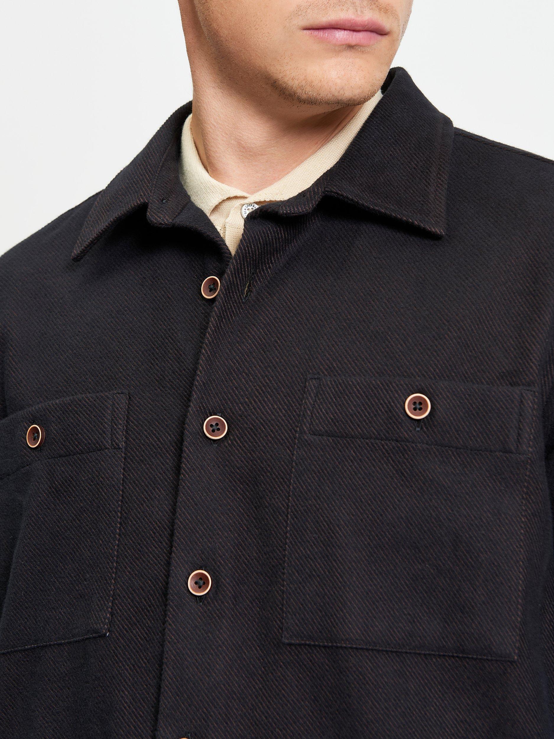 Product image 4 of 5, which shows Ben Sherman Brushed Cotton Overshirt, Bark, S