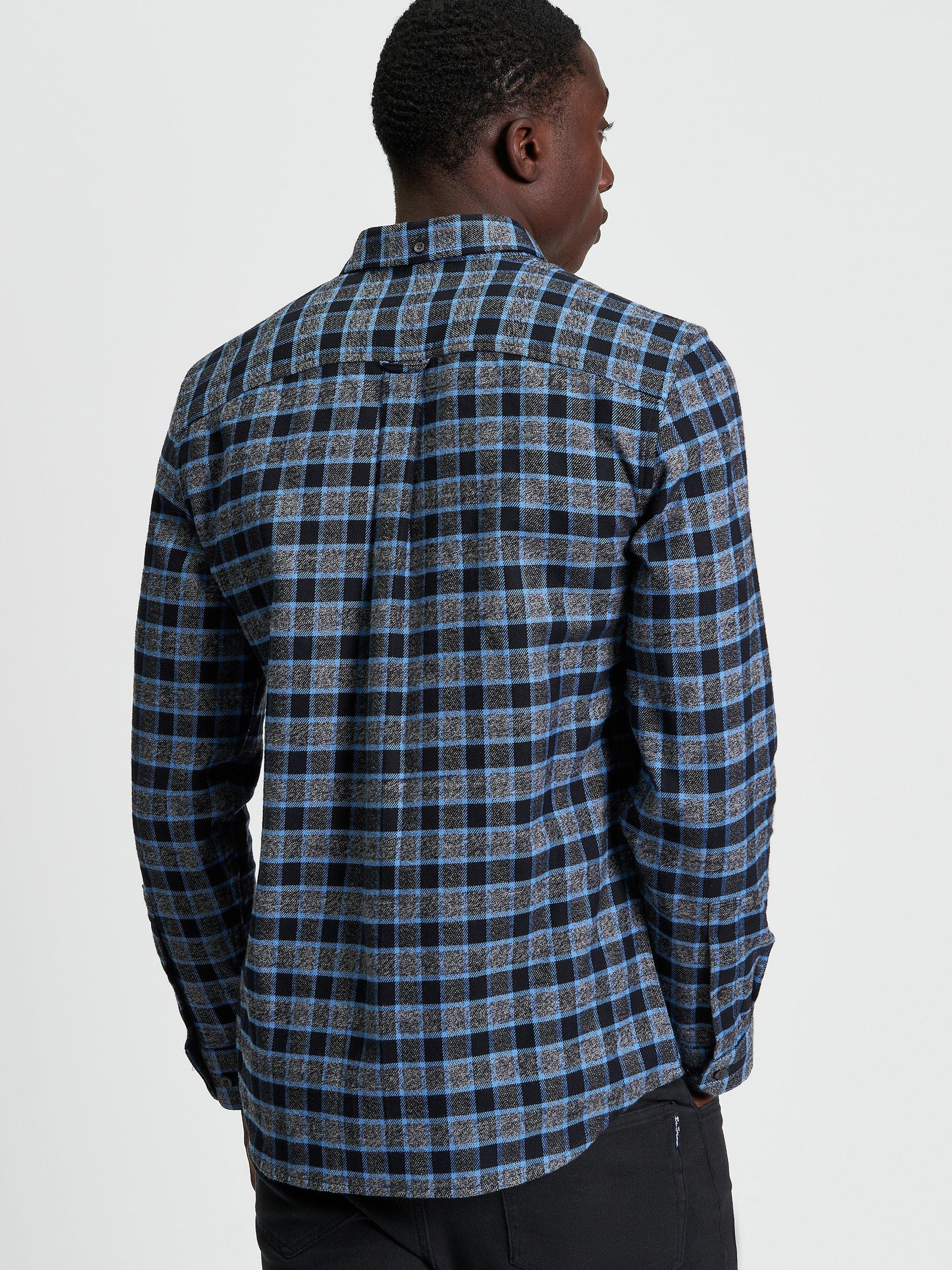 Product image 2 of 4, which shows Ben Sherman Cotton Regular Fit Diffused Check Shirt, Slate, S