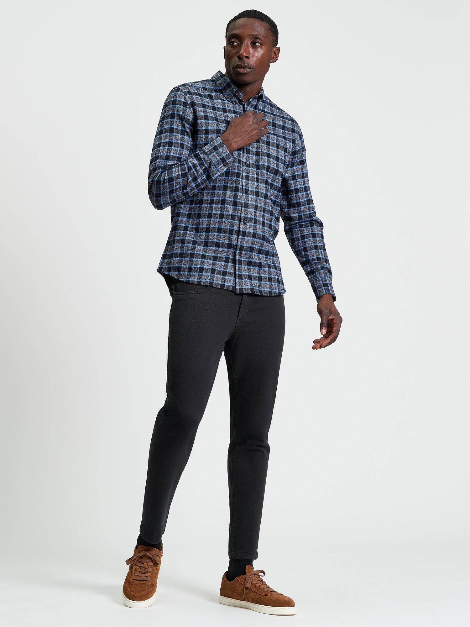 Product image 3 of 4, which shows Ben Sherman Cotton Regular Fit Diffused Check Shirt, Slate, S