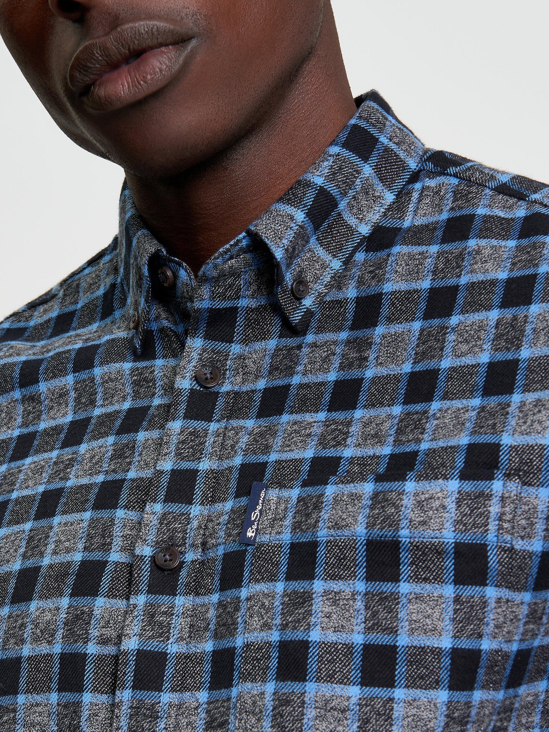 Product image 4 of 4, which shows Ben Sherman Cotton Regular Fit Diffused Check Shirt, Slate, S