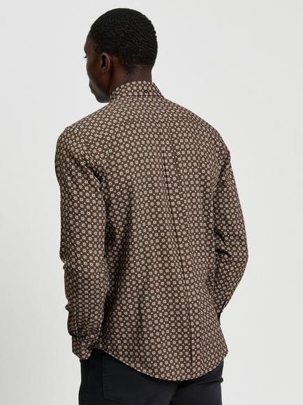 Ben Sherman Foulard Geometric Print Cotton Blend Shirt, Bronze - view 2, Bronze
