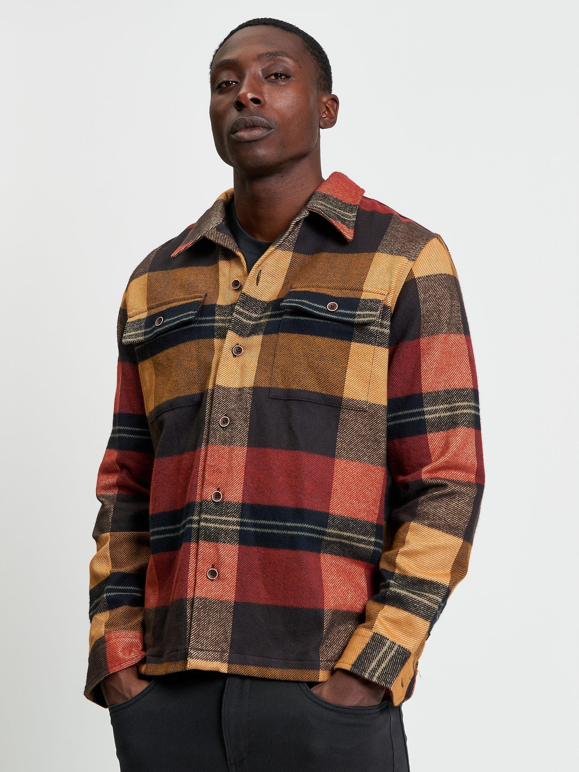 Product image 1 of 5, which shows Ben Sherman Heavy Brushed Check Overshirt, Burnt Orange, S