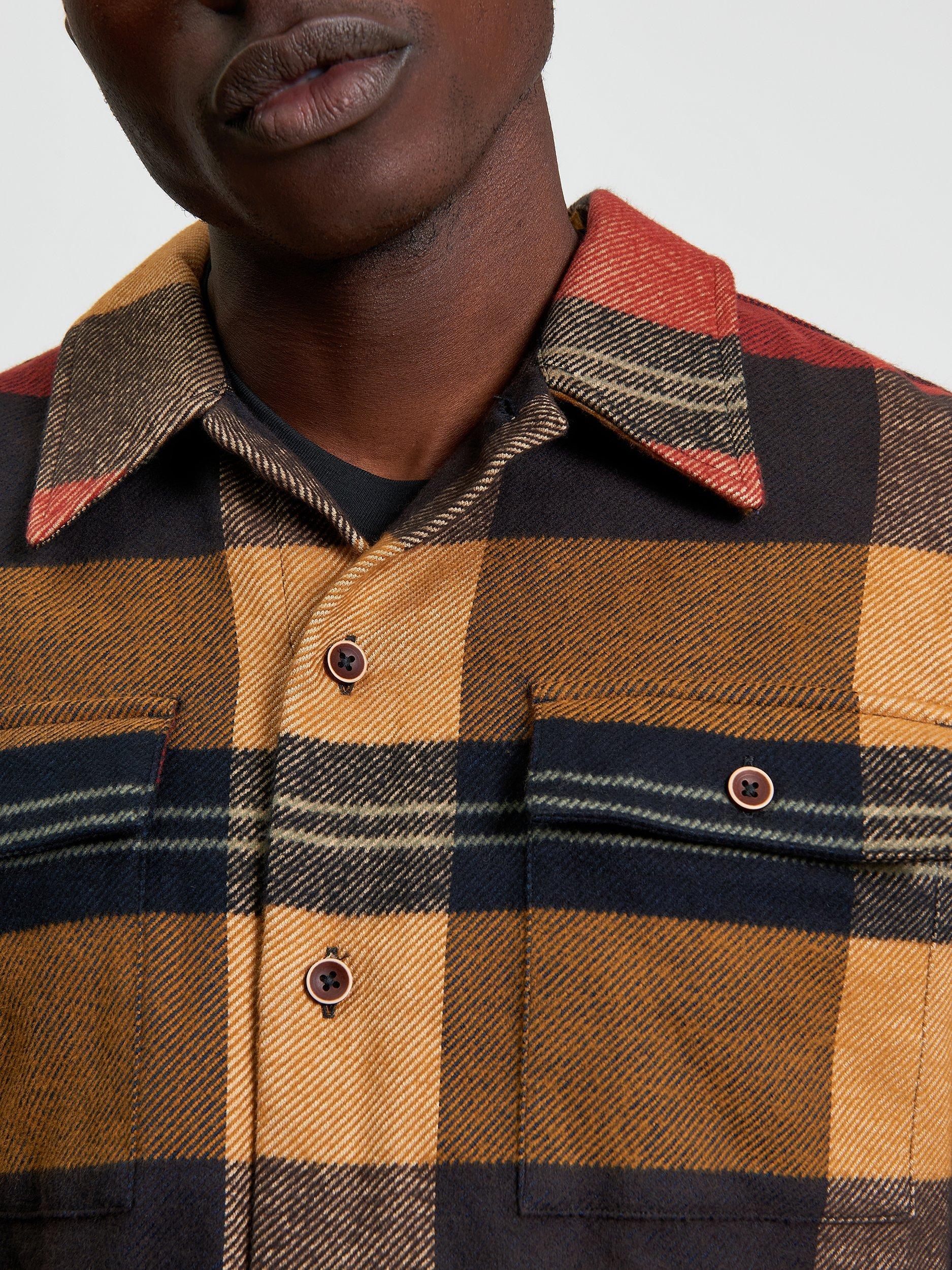 Product image 4 of 5, which shows Ben Sherman Heavy Brushed Check Overshirt, Burnt Orange, S