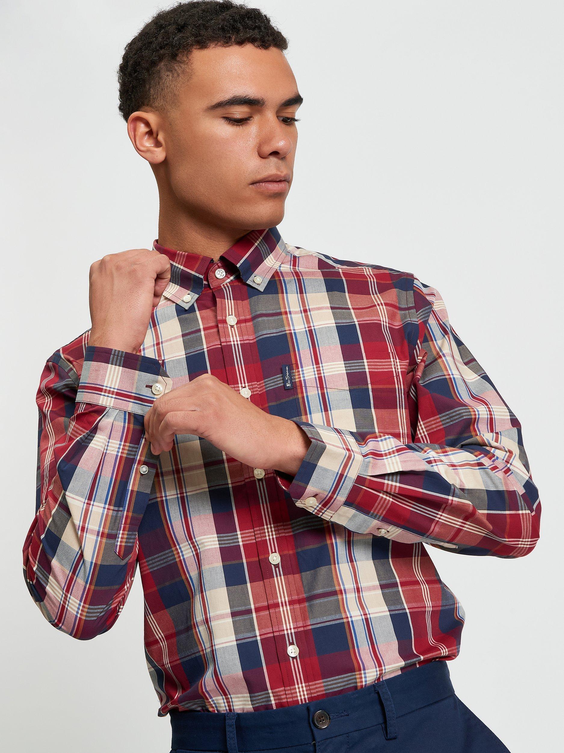 Product image 1 of 5, which shows Ben Sherman Cotton Heritage Check Shirt, Red/Multi, S