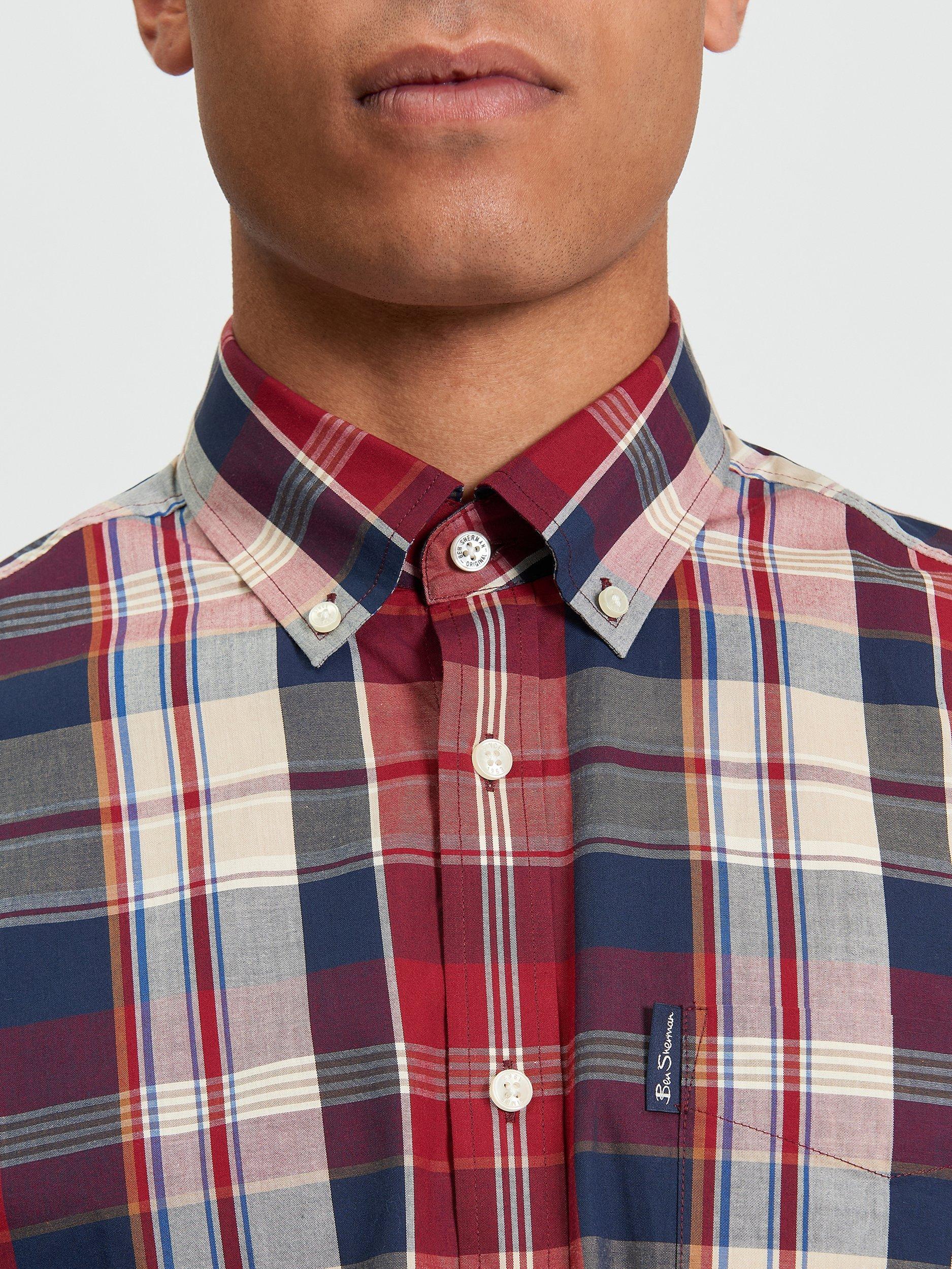 Product image 4 of 5, which shows Ben Sherman Cotton Heritage Check Shirt, Red/Multi, S
